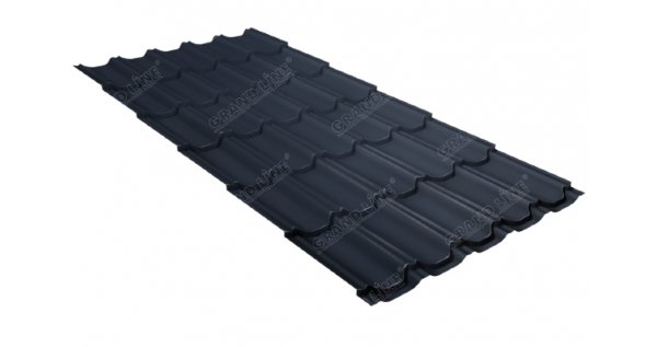 Металлочерепица квинта плюс GL 0,5 Satin RAL 7024 мокрый асфальт купить в Минеральных Водах