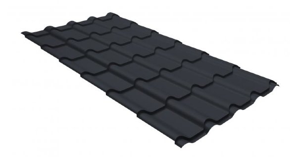 Металлочерепица камея GL 0,5 GreenCoat Pural RR 23 темно-серый (RAL 7024 мокрый асфальт) купить в Минеральных Водах