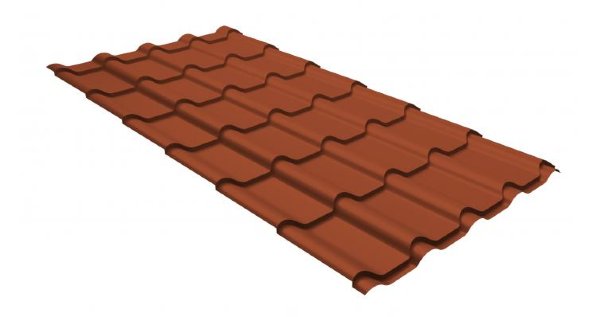 Металлочерепица камея GL 0,5 GreenCoat Pural RR 750 кирпично-красный (RAL 8004 терракота) купить в Минеральных Водах