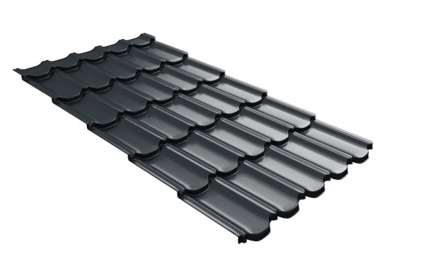 Металлочерепица квинта плюс с 3D резом 0,5 Satin RAL 7016 антрацитово-серый купить в Минеральных Водах