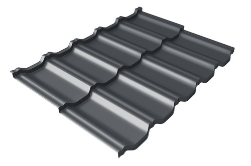 Металлочерепица модульная Квинта Uno Grand Line c 3D резом 0,45 Drap RAL 7024 мокрый асфальт купить в Минеральных Водах