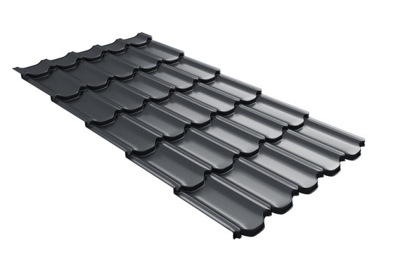 Металлочерепица квинта плюс с 3D резом 0,5 Satin RAL 7024 мокрый асфальт купить в Минеральных Водах
