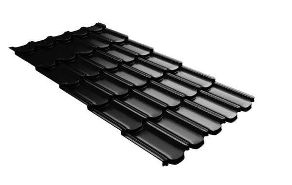 Металлочерепица квинта плюс с 3D резом 0,5 Satin Мatt RAL 9005 черный купить в Минеральных Водах