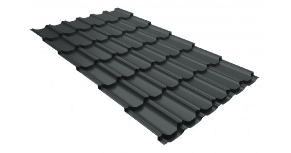 Металлочерепица квинта плюс 0,5 GreenCoat Pural Matt RR 23 темно-серый (RAL 7024 мокрый асфальт) купить в Минеральных Водах